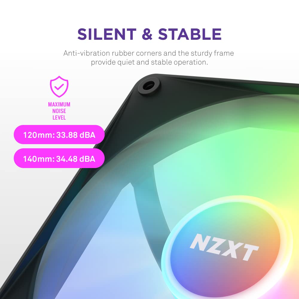 NZXT F140 RGB Core 140mm Hub-Mounted RGB Twin Pack Case Fan - Black - RF-C14DF-B1