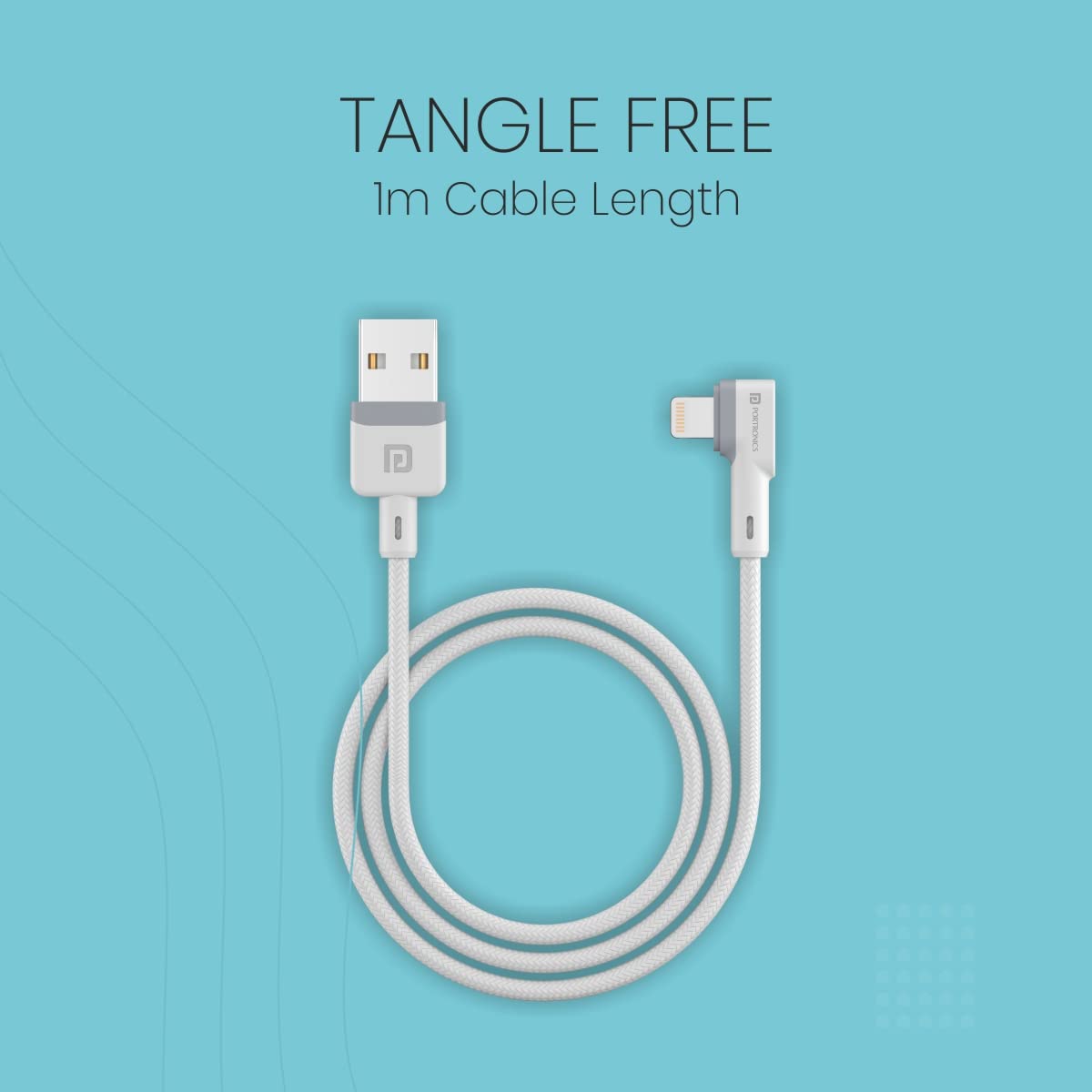 Portronics Konnect L 1.2M POR-1401 Fast Charging 3A 8 Pin USB Cable with Charge & Sync Function (White)