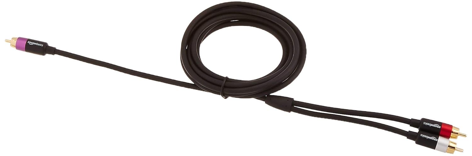 AmazonBasics 8 Feet 1/2-Male to 2-Male RCA Audio Interconnects for Television, DVD Player [Gold]