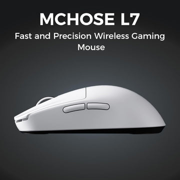 MCHOSE L7 Pro Wireless Gaming Mouse, PAW3395 26K Sensor, Wireless/Wired Dual 8K Polling, 39g Ultra-Light Weight, 2.4GHz RF/BT/Wired Tri-Mode Connection (Pro-PAW3395 26K Sensor, White)
