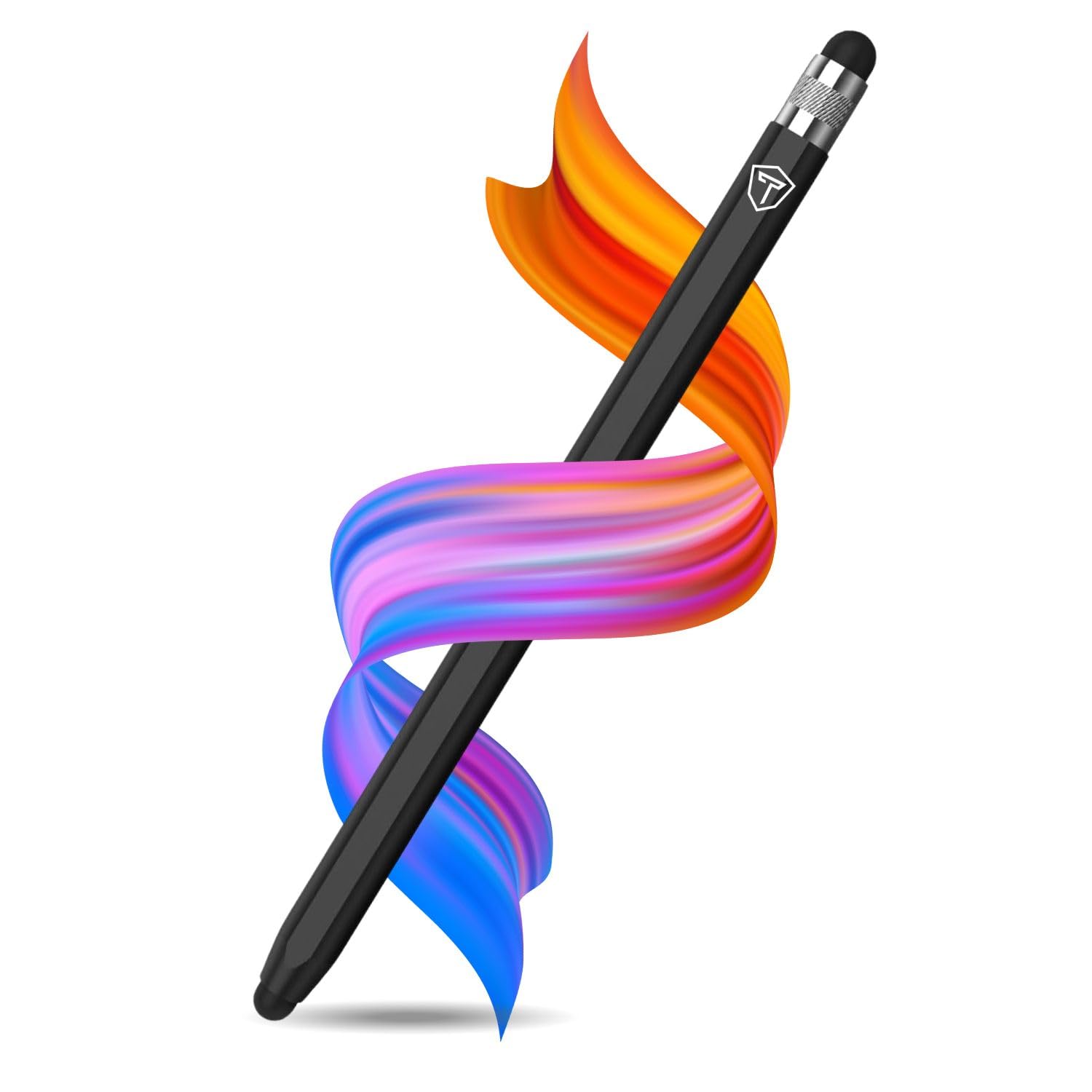 Tukzer Universal Stylus Pen for Smartphone/Tablet/iPad/Pro/Air/iPhone/iOS/Android/All Touch Screens Devices| Fine Point Disc Tip, Lightweight Aluminum Body Magnetic Cap Drawing Writing (Black)
