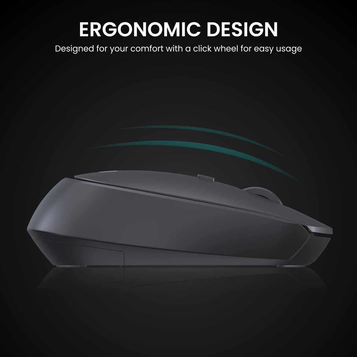 Portronics Toad 23 Wireless Optical Mouse with 2.4GHz, USB Nano Dongle, Optical Orientation, Click Wheel, Adjustable DPI(Black)
