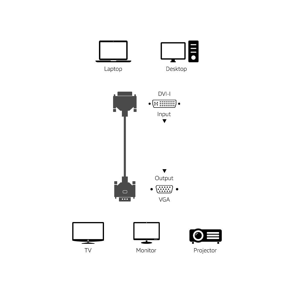 Amazon Basics DVI-I (24+5 Pin) to VGA Cable - 10-Foot (Not DVI to VGA)