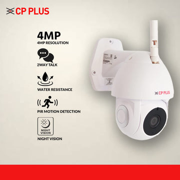 CP PLUS 4MP Outdoor Smart Wi-fi PT Camera | 360° with Pan & Tilt | Two Way Talk | Night Vision| SD Card (Up to 128 GB) | Alexa & Google Support | IP Ratings – IP65 | CP-Z41A