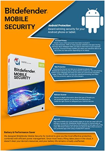 Bitdefender - 1 Device,1 Year - Mobile Security | Android| Latest Version |