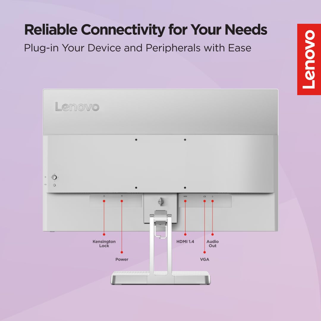 Lenovo L-Series 24 inch (60.45cm)| FHD Ultraslim Monitor| 100Hz, 72% NTSC, 4ms, AMD FreeSync, HDMI 1.4, VGA, Tilt Stand, for Home & Office use, 3 Year Warranty, Cloud Grey L24e-40