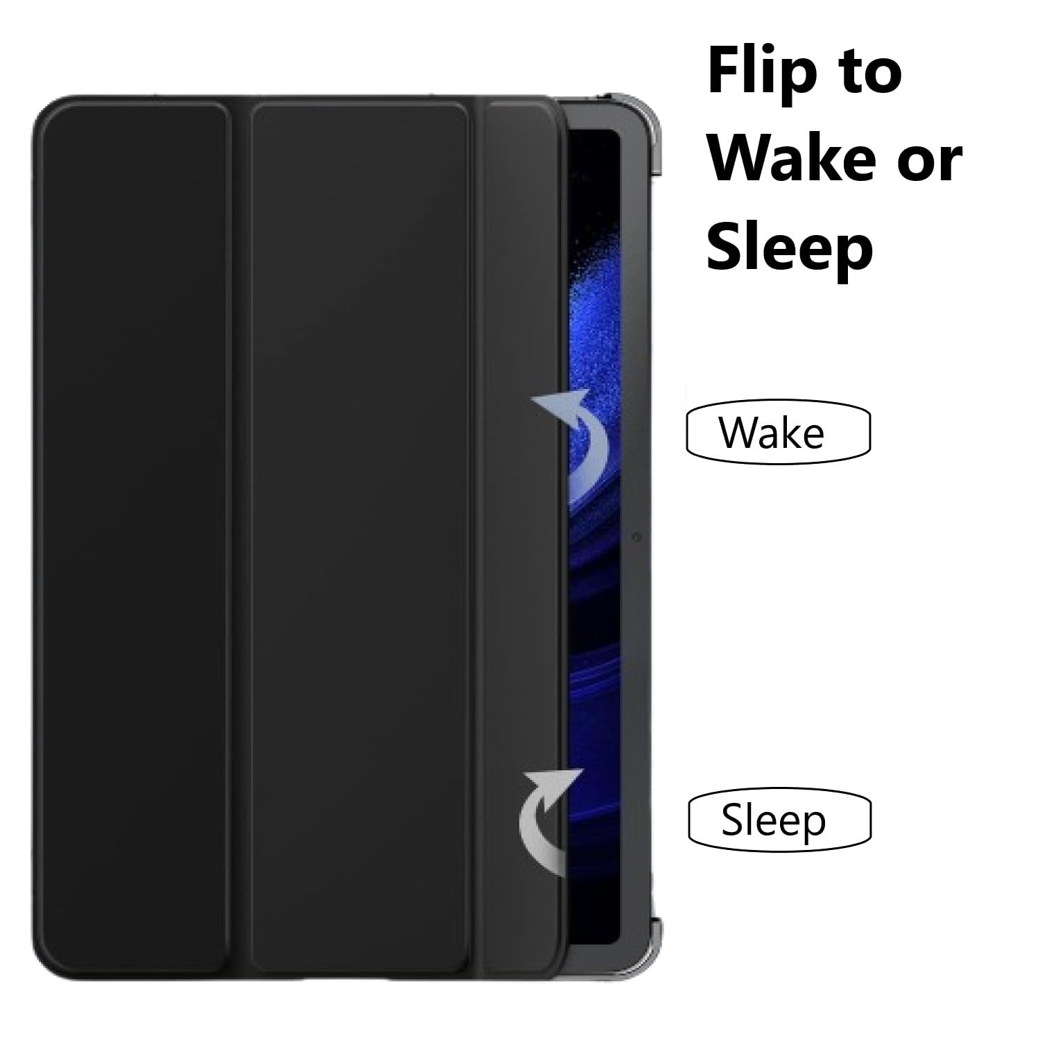 Amazon Basics Trifold Smart Hard Matte Back Cover Flip Stand Case Compatible with Xiaomi Mi Pad 6 11 inch Case Cover [Auto Sleep/Wake Case] - Black