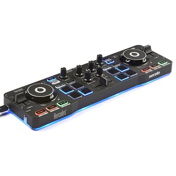 Hercules DJControl Starlight – Portable USB DJ Controller - 2 tracks with 8 pads and sound card - Serato DJ Lite included