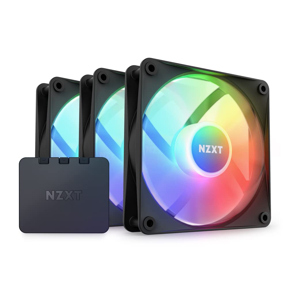 NZXT F140 RGB Core 140mm Hub-Mounted RGB Twin Pack Case Fan - Black - RF-C14DF-B1