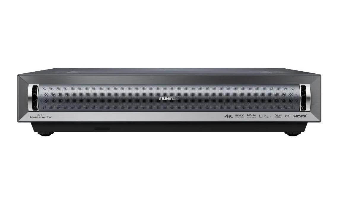 Hisense PT1 Ultra Short Throw Triple Laser Projector, 4K UHD, Google TV, 80'' - 150'', 2500 Lumens, 3000:1 Contrast, IMAX Enhanced, Dolby Vision & Atmos, 3D, 240 High Refresh Rate