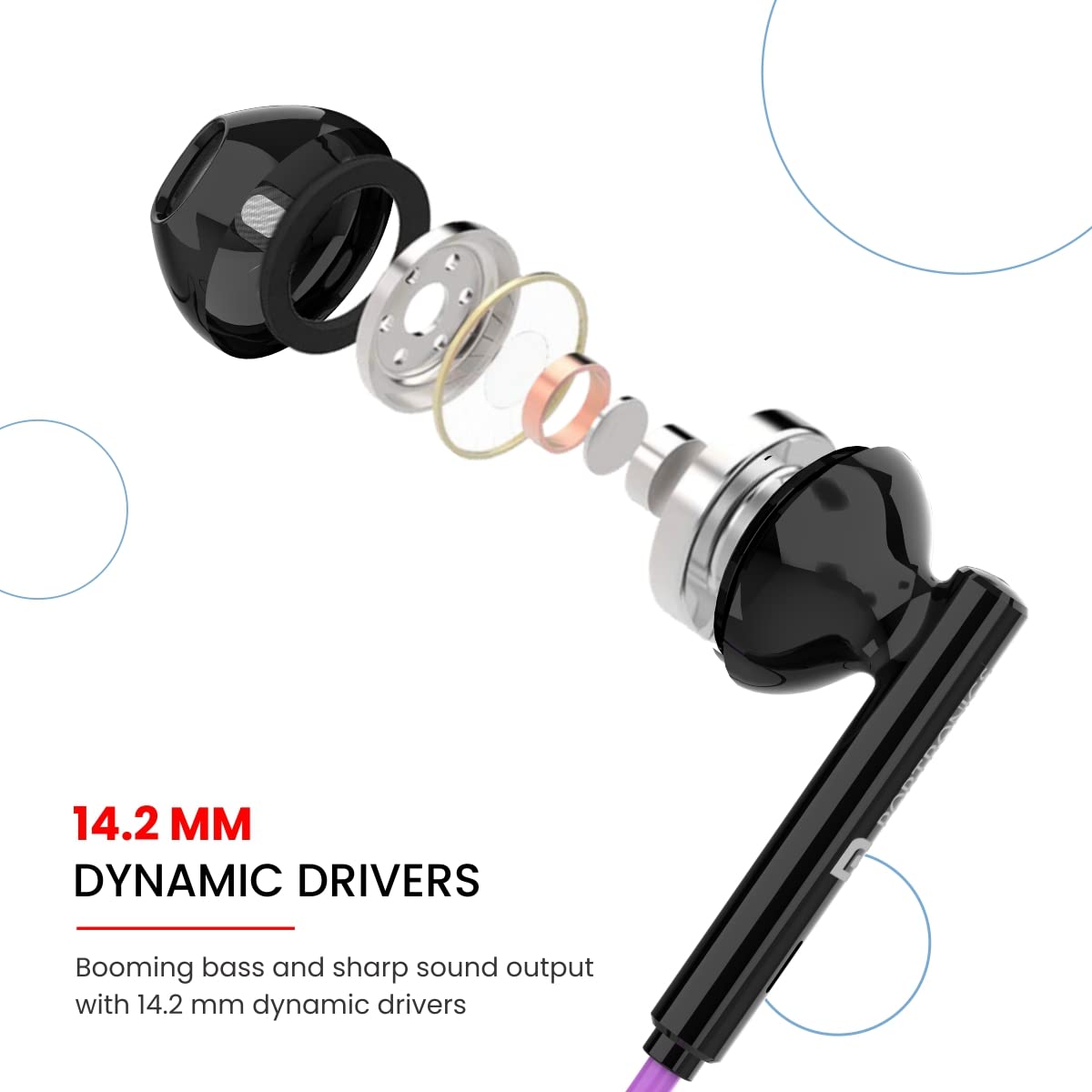 Portronics Harmonics Z5 Wireless Bluetooth Stereo Headset with 33Hrs Playtime, Double EQ Mode, 14.2 mm Dynamic Drivers, Click Action Buttons(Purple)