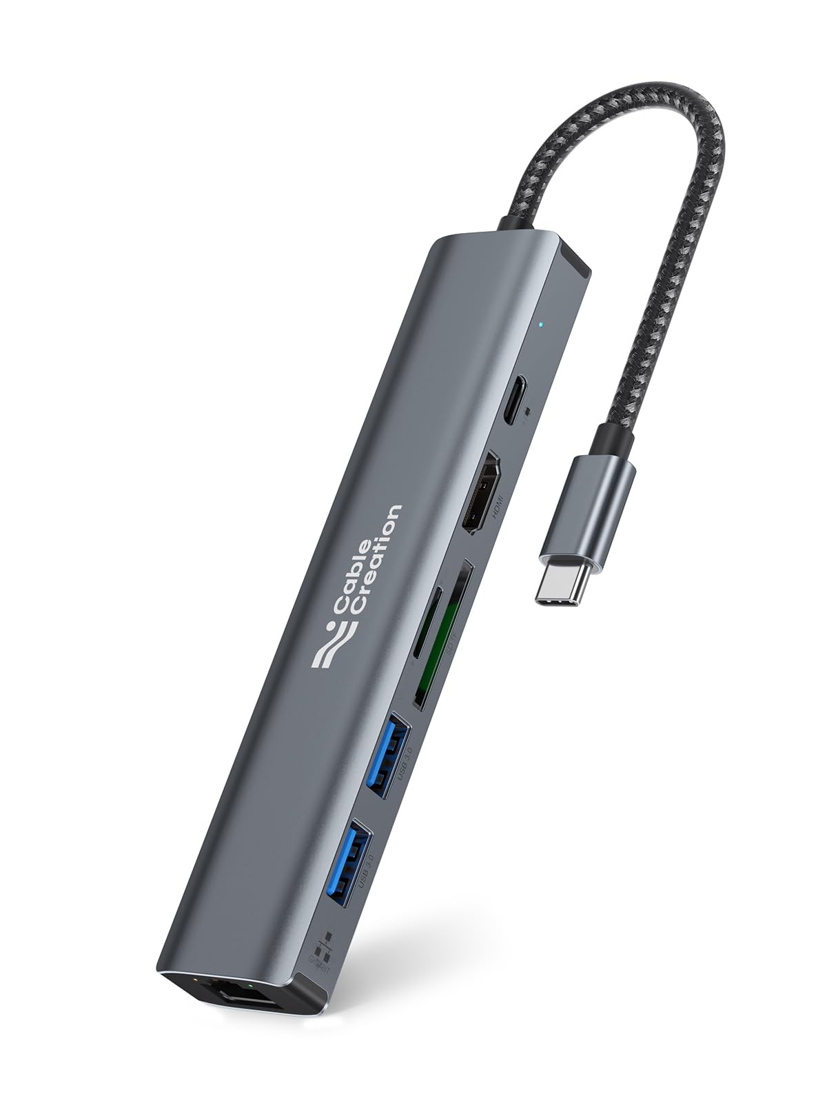 CableCreation USB C Hub Multiport Adapter, 5-in-1 USB C Adapter Aluminum Shell with 4K USB C to HDMI, Ethernet Port, 3 USB 3.0 Ports for MacBook Pro/Air 2020/2019, iPad Pro 2020, iPhone 15 Pro Max