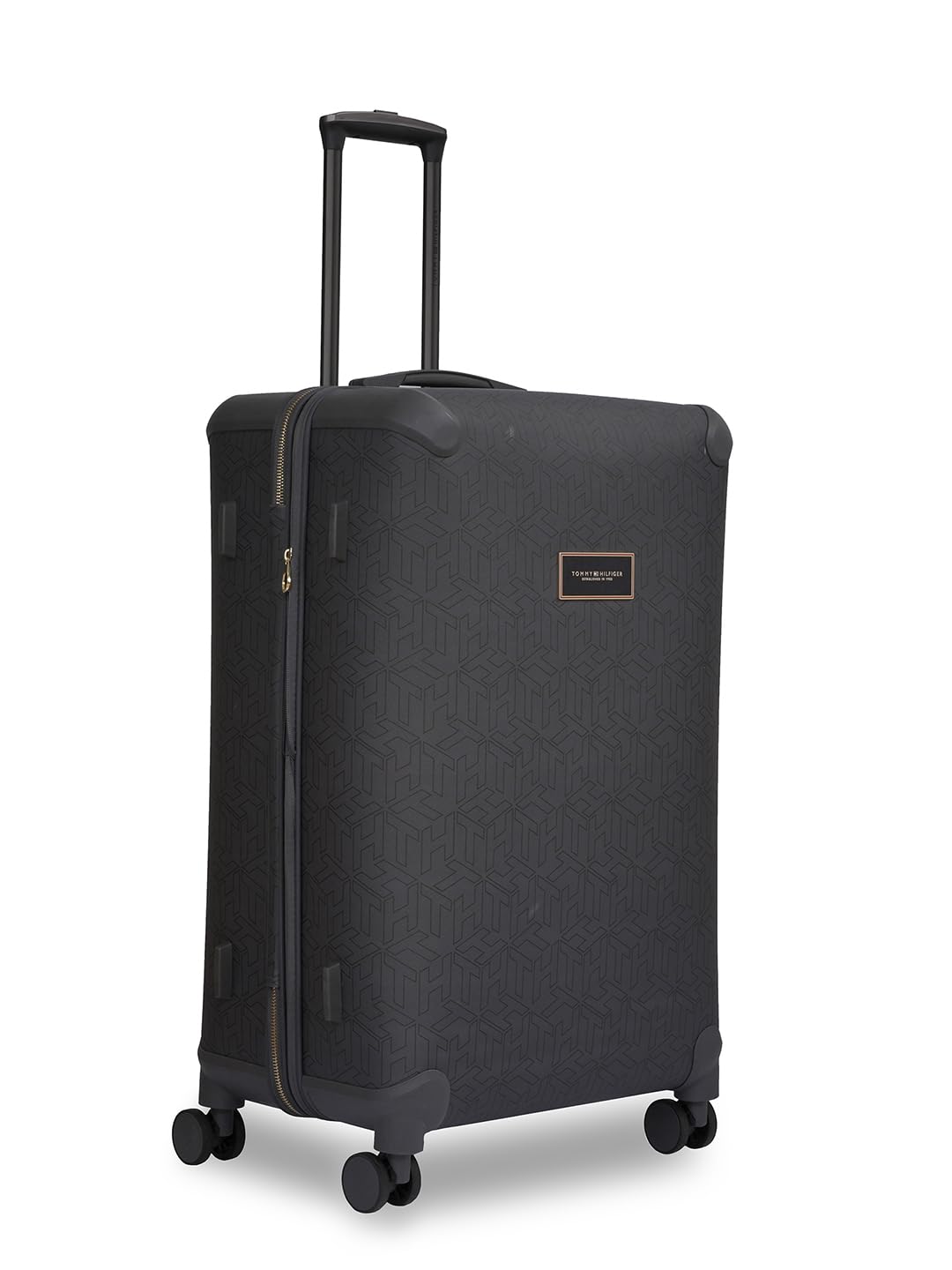 Tommy Hilfiger Jazz Mid Soft Luggage - Navy |Check-in Trolley Bag with TSA Lock | 360° Spinner Double Wheels | Telescopic Handle | Expandable | Polyester Shell Suitcase | 76L Capacity | 67cm
