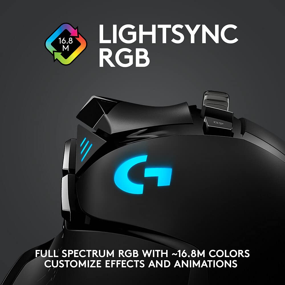 Logitech G502 Lightspeed Wireless Gaming Mouse, Hero 16K Sensor, 16,000 DPI, RGB, Adjustable Weights, 11 Programmable Buttons, Long Battery Life, On-Board Memory, PC/Mac - Black