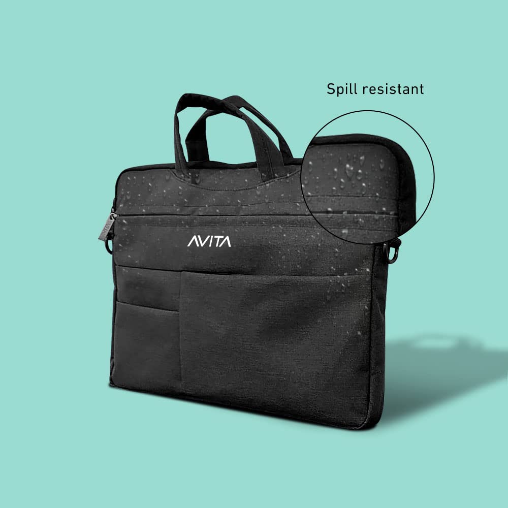 AVITA laptop bag/Compatible for all laptops up to 14 inch | Laptop sleeve | Splash-proof laptop case | highly durable laptop bag cum sleeve case | 3-in-1 Laptop Sleeve | Black, (NT15A1INSB3N1-BK)