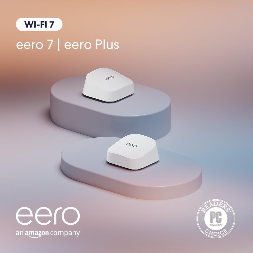 Amazon eero 7 dual-band mesh Wi-Fi 7 router (newest model) - Supports internet plans up to 2.5 Gbps, Coverage up to 2,000 sq. ft., 1-pack