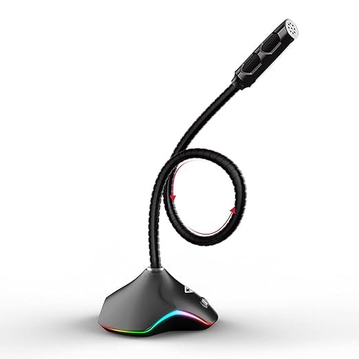 Cosmic Byte Plasma USB RGB Flexible Microphone for PC/Laptops/Mac with 15 RGB Effects, On/Off Switch