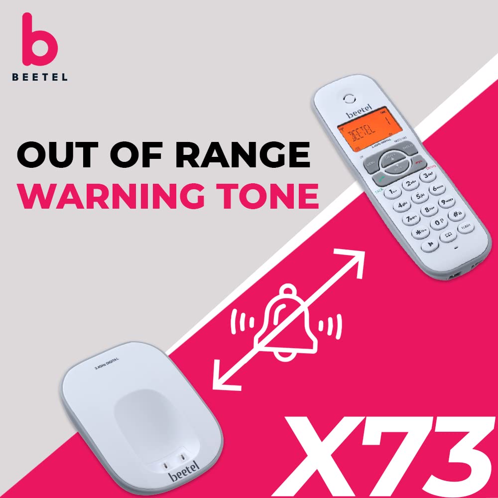 Beetel X73N 2.4Ghz Cordless Landline Phone with Caller ID Display, 2-Way Speaker Phone with Volume Controls, Auto Answer, Alarm Function, Stylish Design (Grey/White)(X73N)