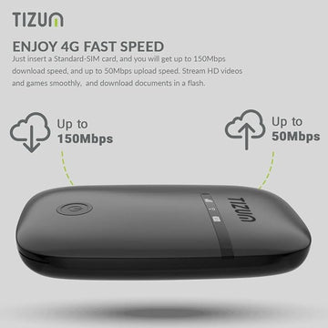 Tizum 4G Fast LTE Wireless Single Band Dongle with All SIM Network Support, Plug &amp; Play Data Card Stick with up to 150Mbps, 2100mAh Rechargeable Battery, SIM Adapter (LIMITED OFFER)