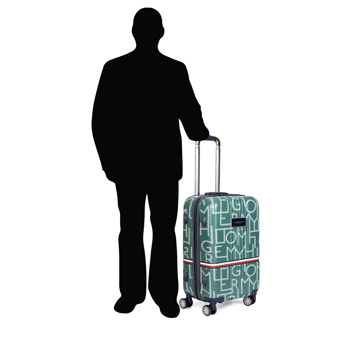 Tommy Hilfiger Twister Polycarbonate Unisex Hard Luggage Trolley Bag for Travel - 57 cms, Silver 8 Wheel Small Cabin Bag