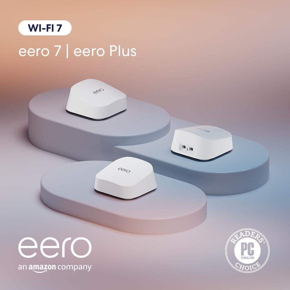 Amazon eero 7 dual-band mesh Wi-Fi 7 router (newest model) - Supports internet plans up to 2.5 Gbps, Coverage up to 2,000 sq. ft., 1-pack