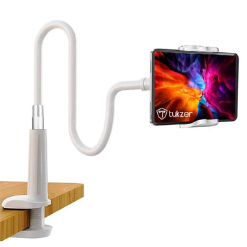 Tukzer Universal Tabletop Mobile & Tablet Holder with 360 Degree Flexible Rotation for Bed, Table, Kitchen, Bathroom Compatible with 4 inches to 10.5 Inches Tablet/Smartphones (Black)