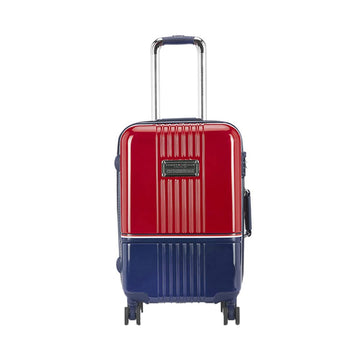 Tommy Hilfiger Twins Plus Hard Plastic Luggage Trolley Bag for Travel - 57cms, Red & Navy Blue Small 8 Wheel Unisex Bag TSA Lock