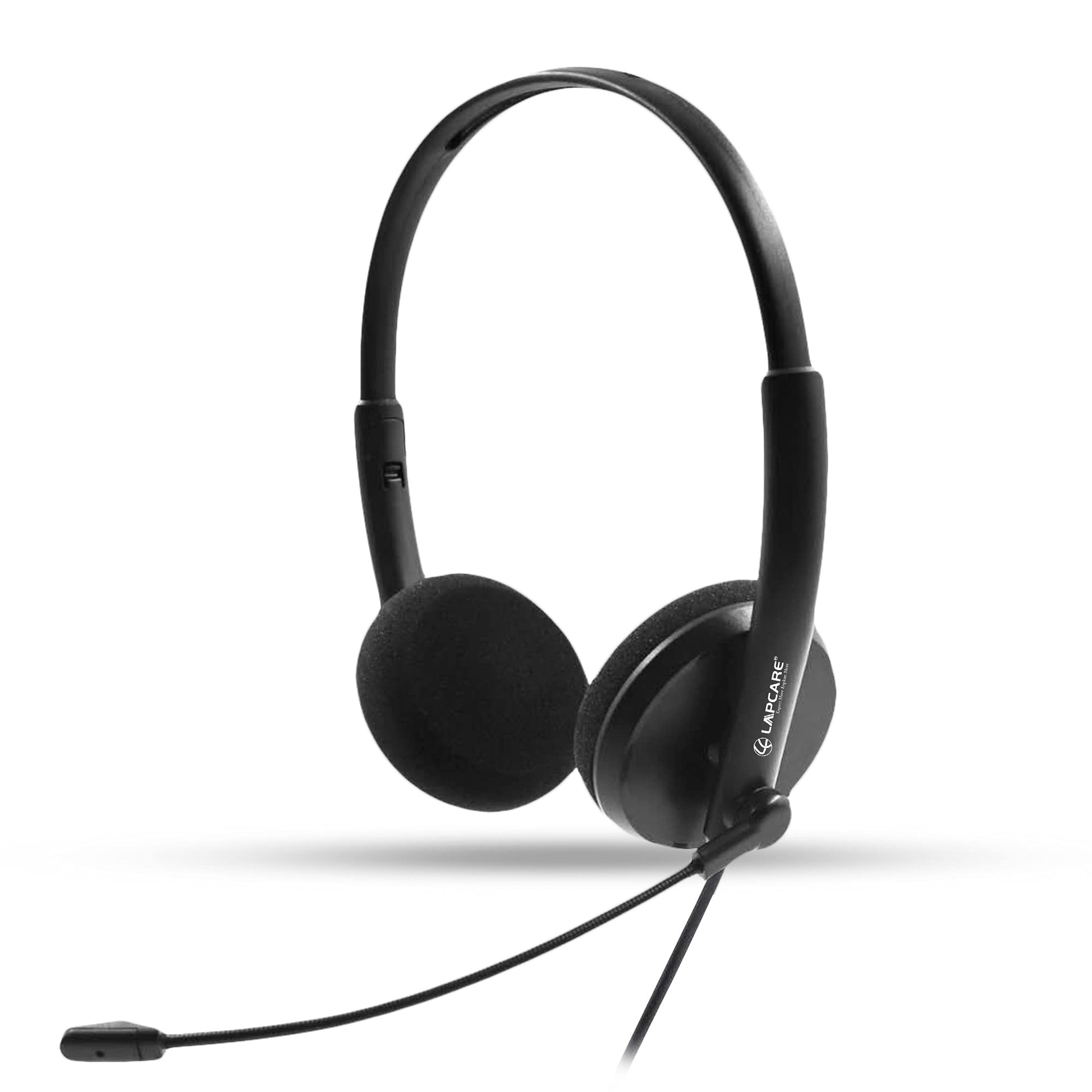 LAPCARE LWS004 Black | Adjustable Headset | Ideal for Gaming and Voice Recording | Compatible with Computer/Mobile Phones/Xbox/PS4 | Wired Over Ear Headphone with Mic