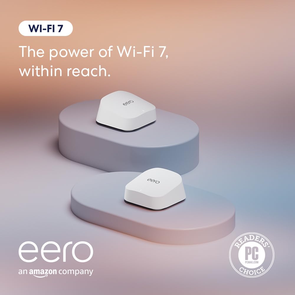Amazon eero 7 dual-band mesh Wi-Fi 7 router (newest model) - Supports internet plans up to 2.5 Gbps, Coverage up to 2,000 sq. ft., 1-pack