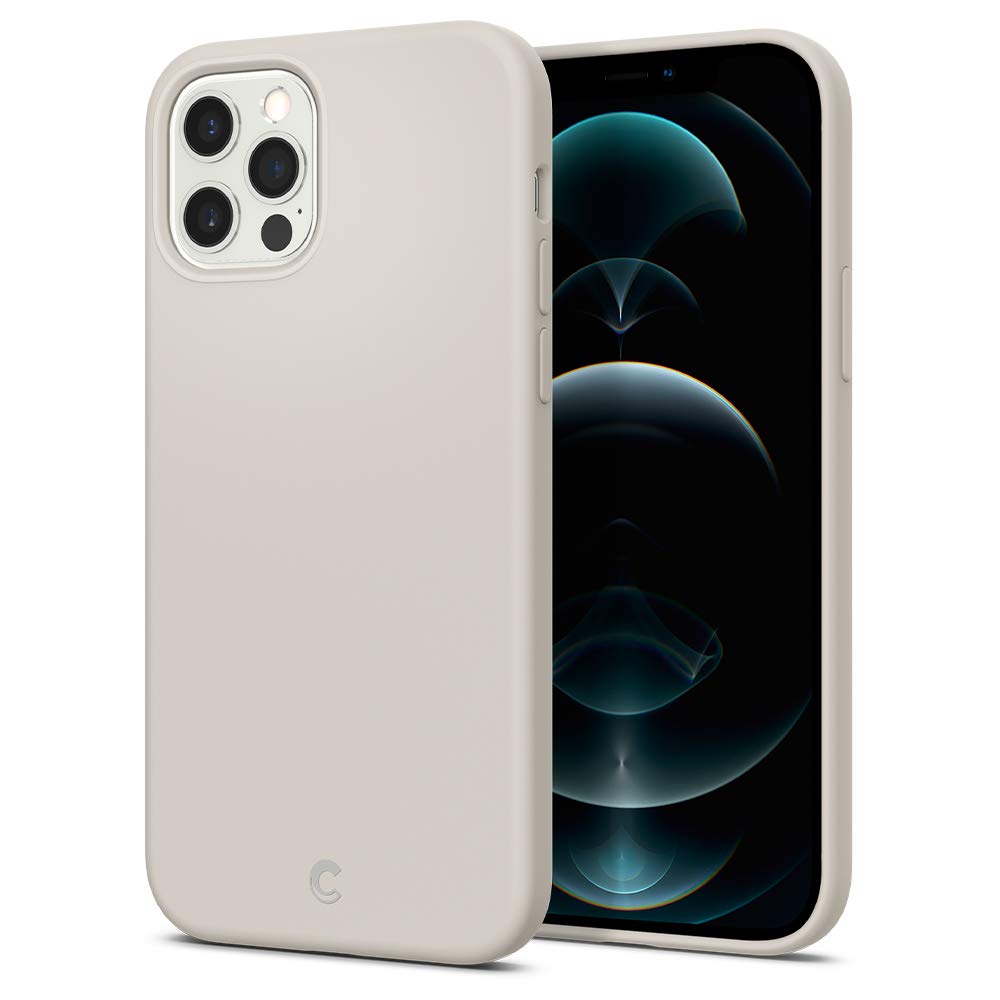 CYRILL Spigen [Silicone Collection] iPhone 12 / iPhone 12 Pro (2020) Case Cover, Soft Gel Fully Body Protection Smooth Back Cover for iPhone 12 / iPhone 12 Pro - Stone, Beige