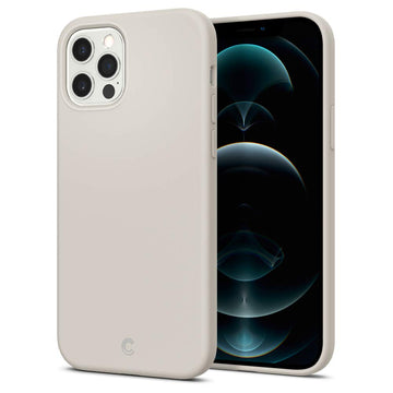 CYRILL Spigen [Silicone Collection] iPhone 12 / iPhone 12 Pro (2020) Case Cover, Soft Gel Fully Body Protection Smooth Back Cover for iPhone 12 / iPhone 12 Pro - Stone, Beige