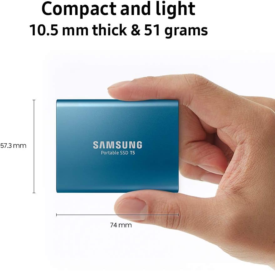 SAMSUNG T5 Portable SSD 1TB - Up to 540MB/s - USB 3.1 External Solid State Drive, Black (MU-PA1T0B/AM)