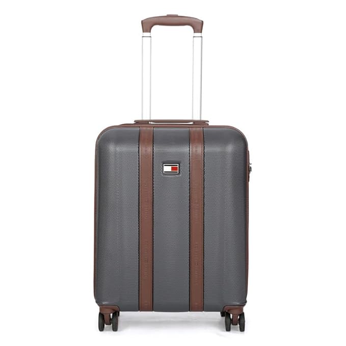 TOMMY HILFIGER Cabin Hard Luggage Graphite X - Navy| Carry-On Trolley Bag with TSA Lock | 360° Spinner Double Wheels | Telescopic Handle | PC Shell Suitcase | 55cm | 47.3L Capacity