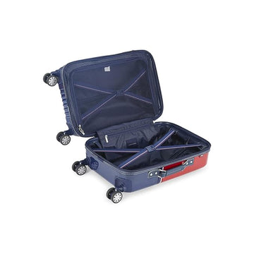 Tommy Hilfiger Twins Plus Hard Plastic Luggage Trolley Bag for Travel - 77cms, Red & Navy Blue Large 8 Wheel Unisex Bag TSA Lock