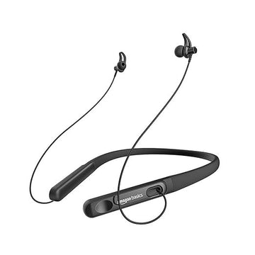 Amazon Basics in-Ear Wireless Neckband with Mic, Up to 18 Hours Play Time, Bluetooth 5.1, Voice Assistance, Noise Cancellation, IPX4 Water-Resistance, Magnetic Earbuds (Black)
