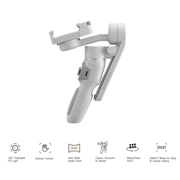 Zhiyun Smooth-Q3 Gimbal Stabilizer for Smartphone Android Cell Phone iPhone Zhi yun q 3-Axis Handheld Gimble Stick wTripod Stand LED Fill Light for Tiktok YouTube Vlog Video Kit FaceObject Tracking.