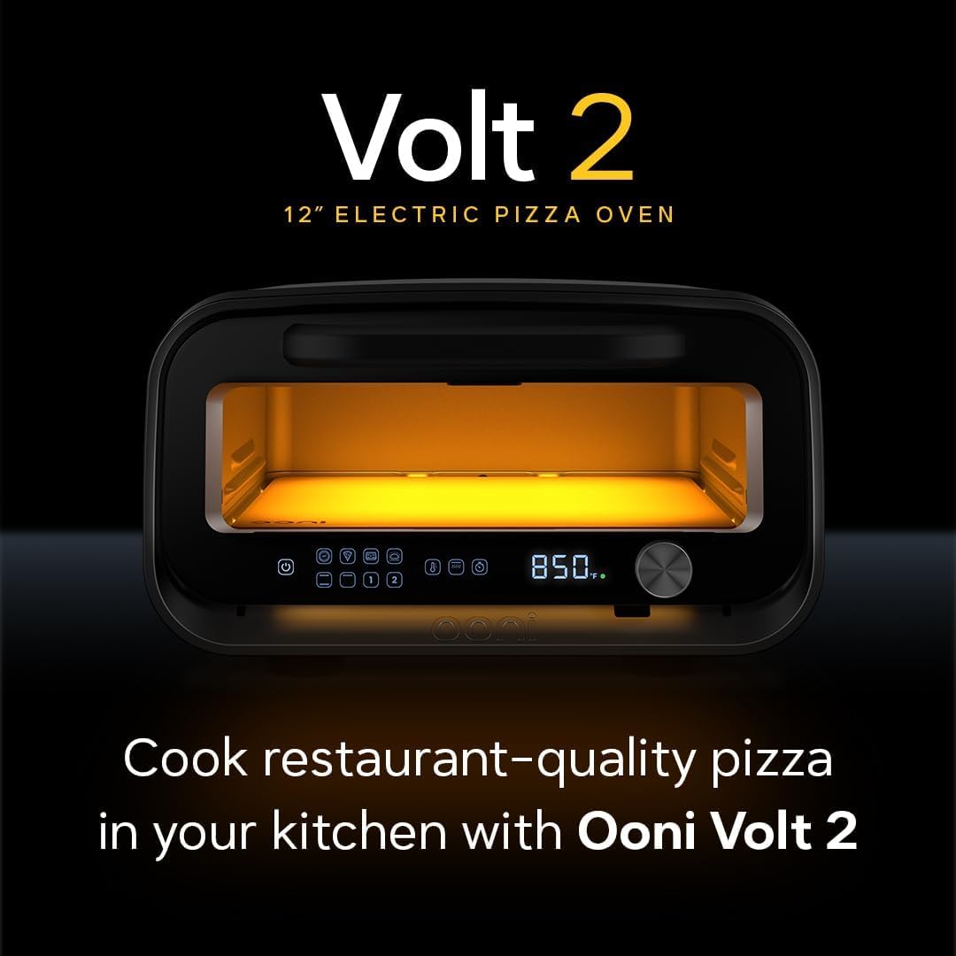 Ooni Volt 2 Electric Indoor Pizza Oven - 70 °F to 850 °F Temperature Range, Versatile Countertop Electric Toaster Oven, Cook 12 Inch Pizzas and More - Charcoal Grey