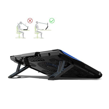 Cosmic Byte Asteroid Laptop Cooling Pad, Adjustable Height, 5 Fan Design, LED Light, USB Ports, Support Upto 17