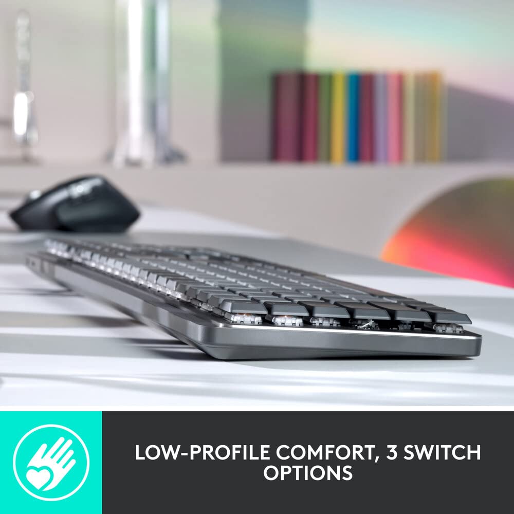 Logitech MX Mechanical Wireless Illuminated Performance Keyboard with Free Adobe Subscription, Linear Switches, Backlit Keys, Bluetooth, USB-C