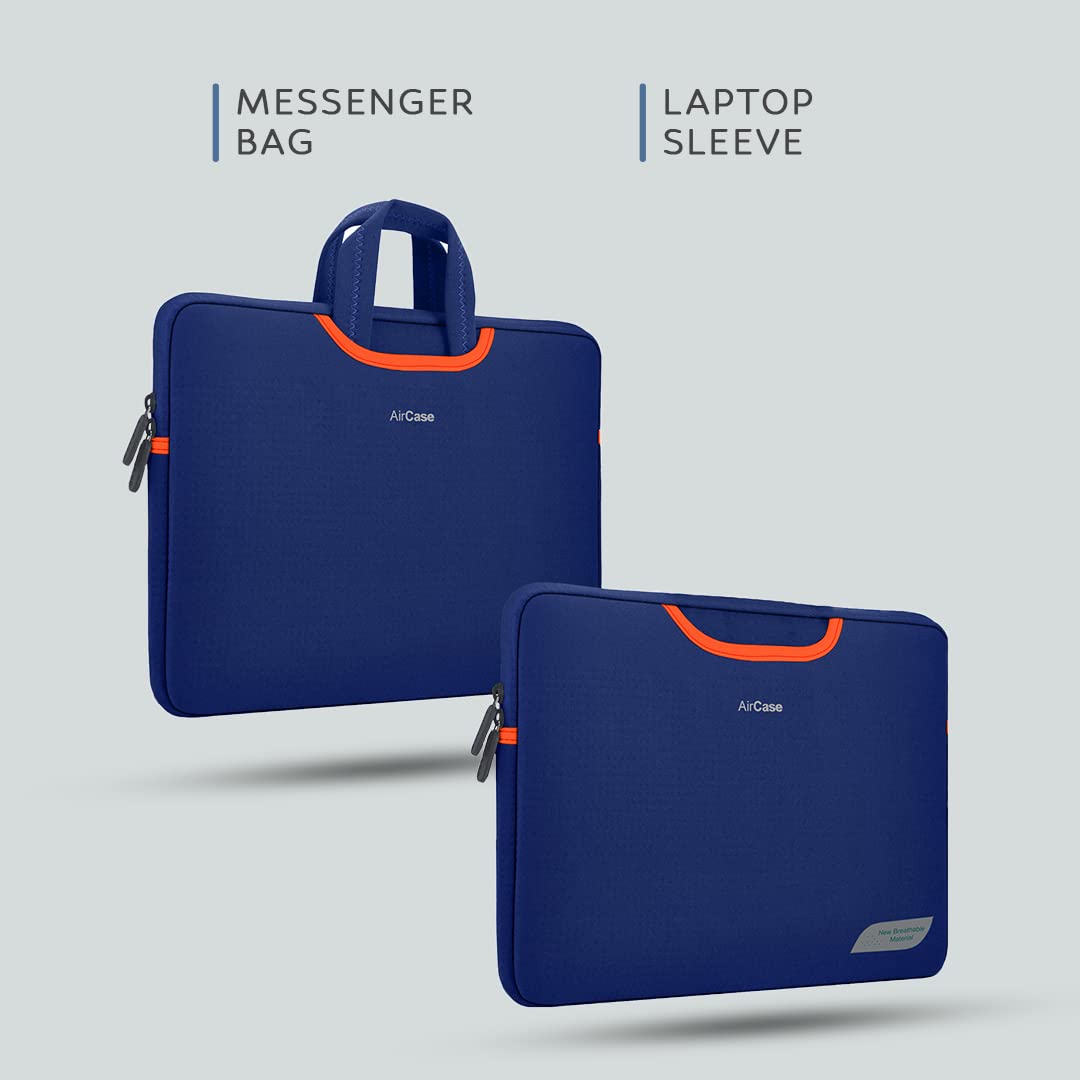 AirCase Premium Laptop Bag with Handle fits Upto 15.6" Laptop/MacBook, Wrinkle Free, Padded, Waterproof Light Neoprene case Cover Sleeve Pouch, for Men & Women, Blue- 6 Months Warranty