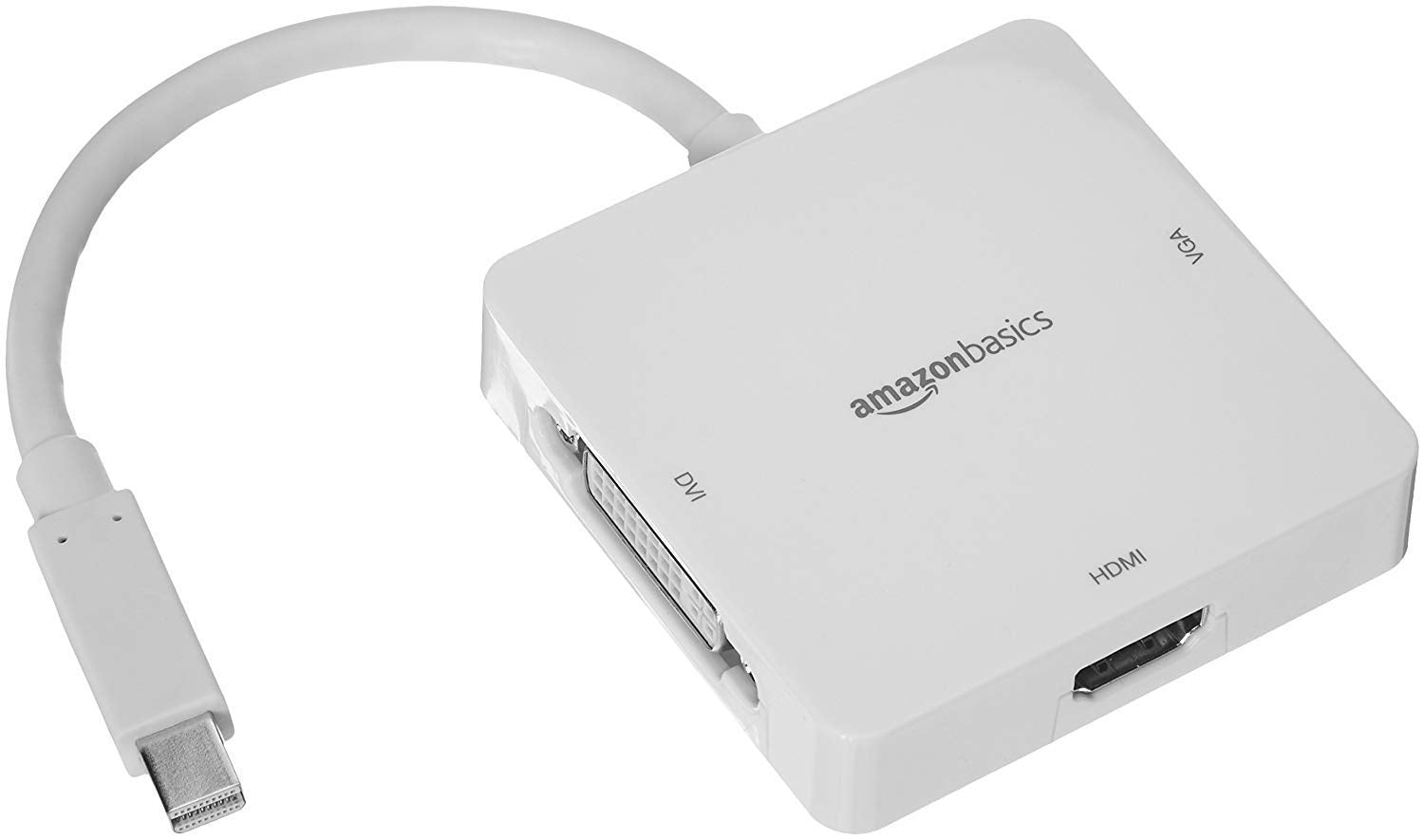 AmazonBasics Mini DisplayPort to HDMI/DVI/VGA Adapter, White