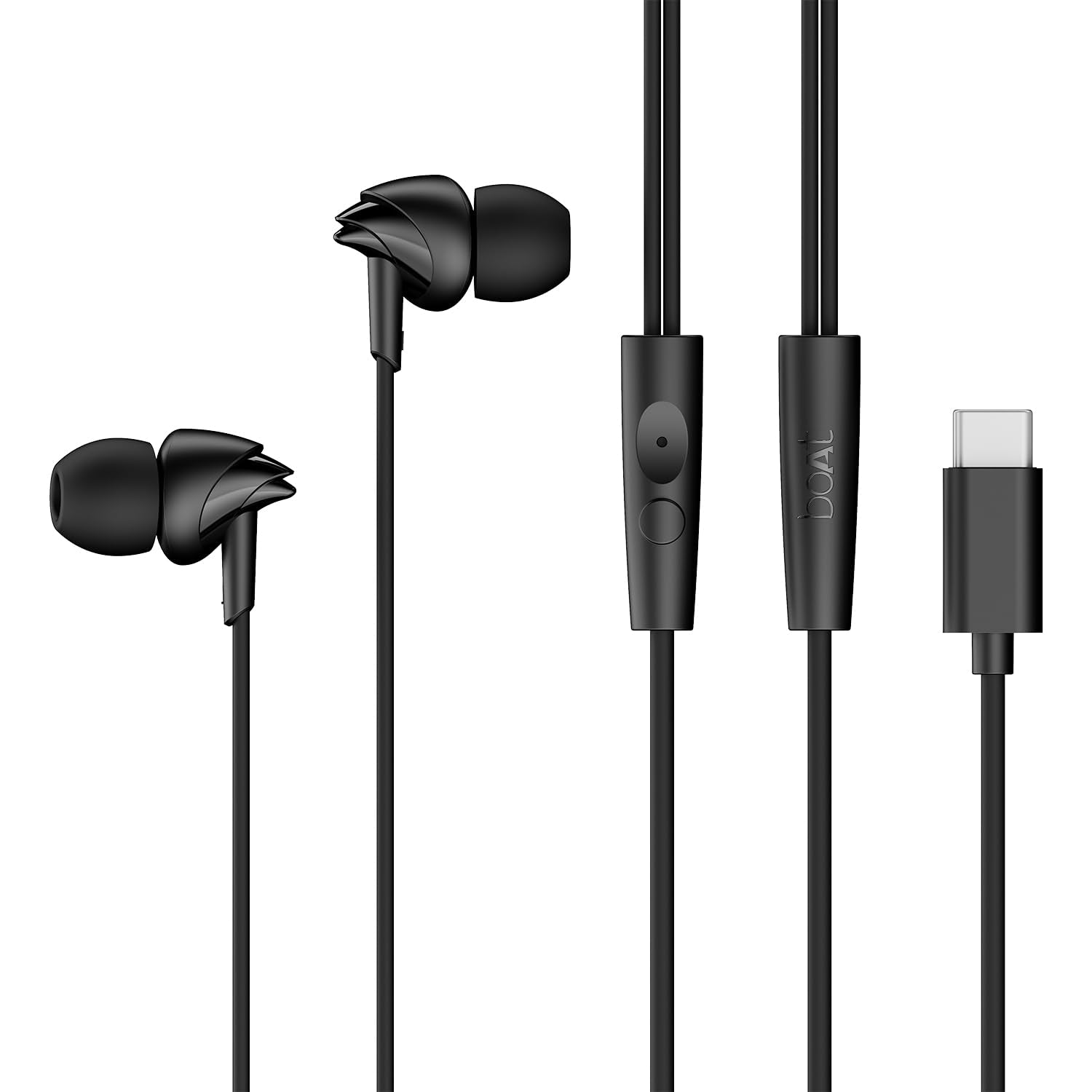 Boat BassHeads 225 in-Ear Super Extra Bass Wired Headphones, with Mic (Black)