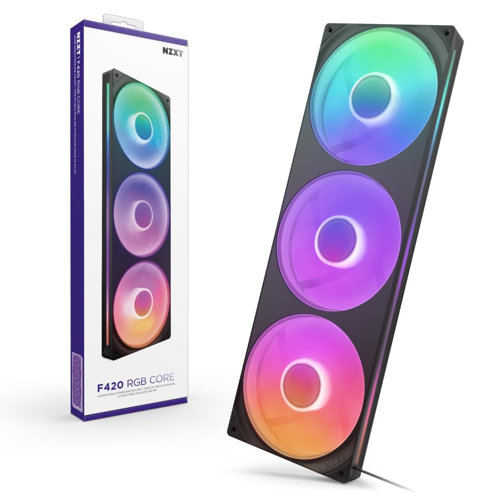 NZXT F140 RGB Core 140mm Hub-Mounted RGB Twin Pack Case Fan - Black - RF-C14DF-B1