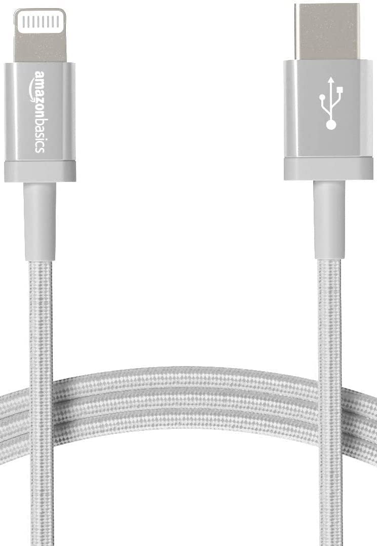 Amazon Basics USB-C to Lightning Cable, MFi Certified Charger with Power Delivery, Nylon Braided Cord for Apple iPhone 14 13 12 11 X Xs Pro, Pro Max, Plus, iPad, 6 Foot, Dark Gray