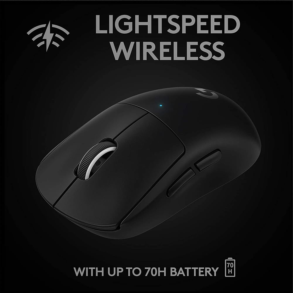 Logitech G PRO X Superlight Wireless USB Gaming Mouse, Ultra Lightweight 63 g, Hero 25K Sensor, 25, 600 DPI, 5 Programmable Buttons, Long Battery Life, for Esports, Compatible with PC/Mac-Black