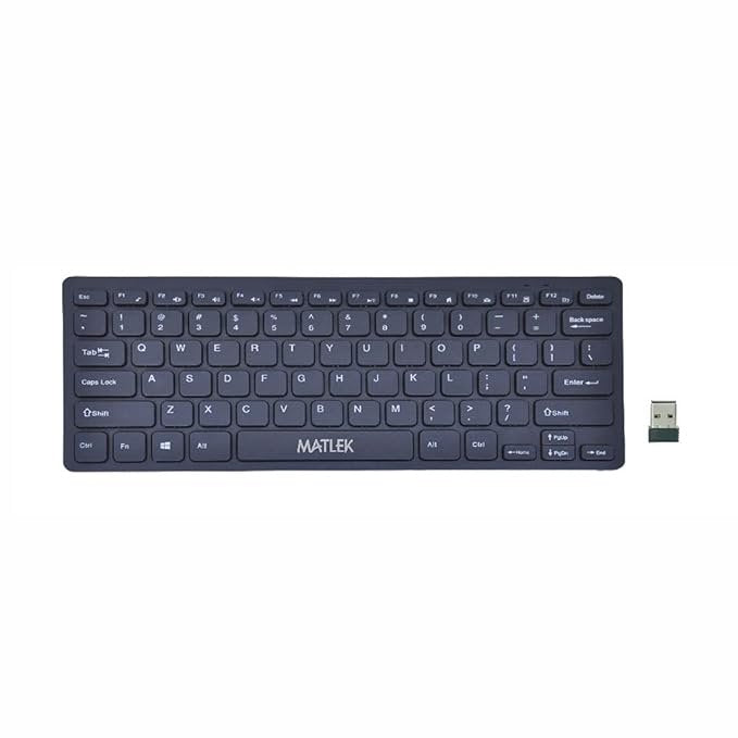 Matlek Wireless Keyboard 2.4 G Connect Works with - Windows, Mac, Android | Slim and Portable, Black