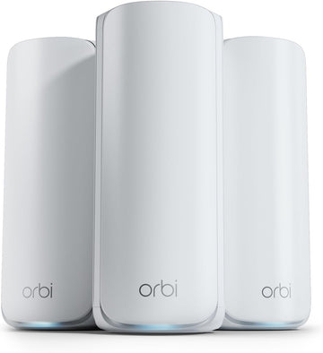 NETGEAR Orbi 770 Series Tri-Band WiFi 7 Mesh System (RBE773) - Router + 2 Satellite Repeaters, Security Functions, Up to 11Gbps, Coverage up to 540m2, 100 Devices, Internet Connection