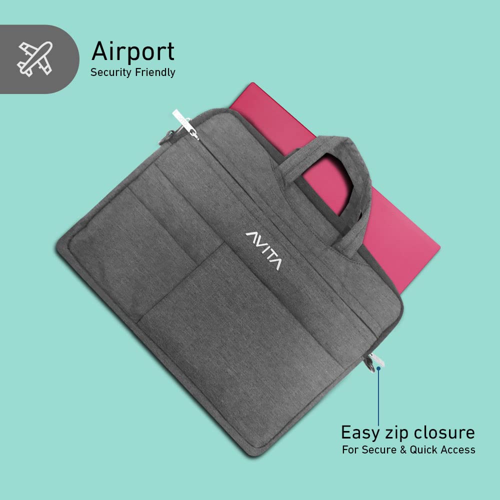 AVITA laptop bag/Compatible for all laptops up to 14 inch | Laptop sleeve | Splash-proof laptop case | highly durable laptop bag cum sleeve case | 3-in-1 Laptop Sleeve |Light Grey, (NT15A1INSB3N1-DG)