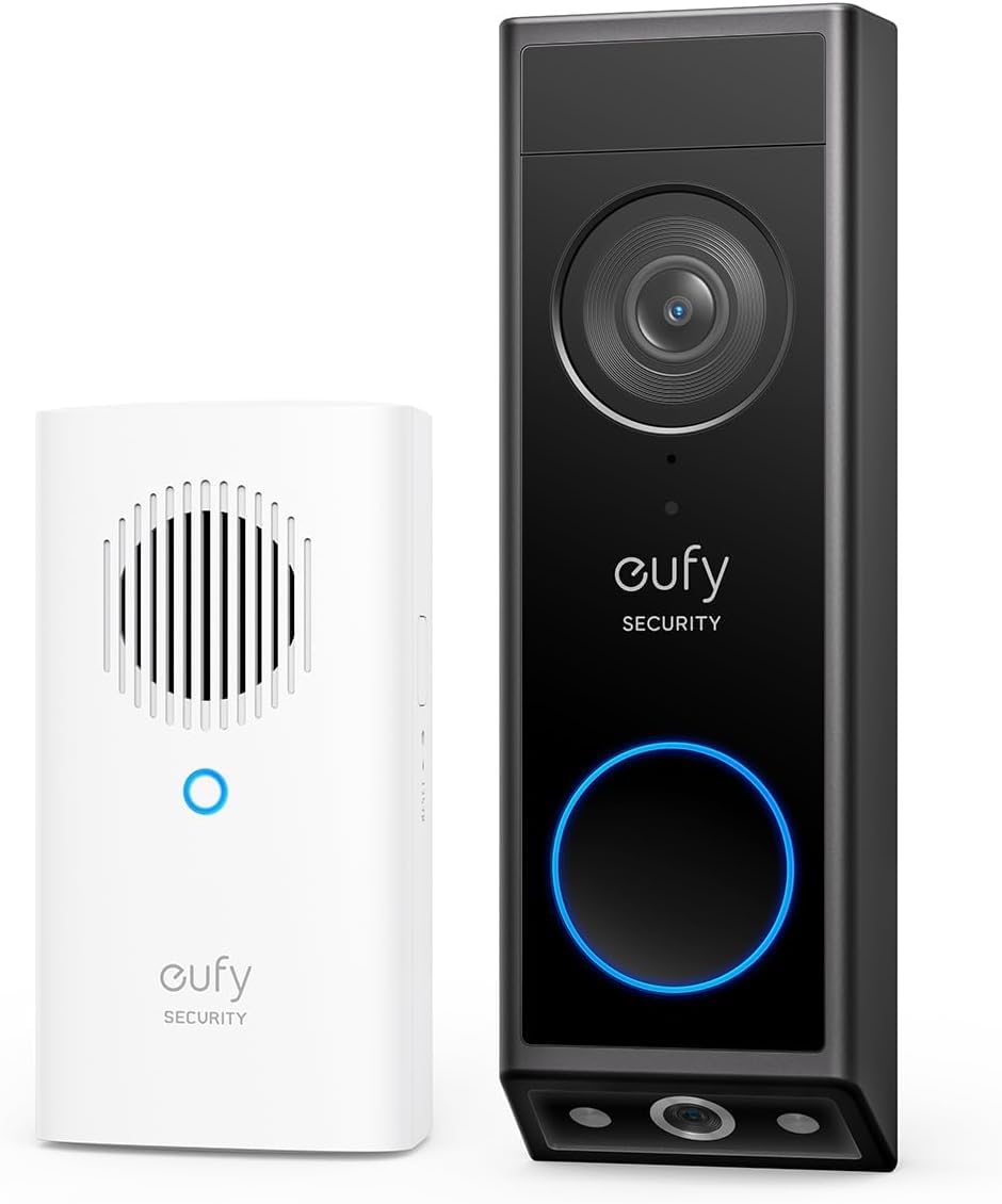 eufy Security Video Doorbell E340,No Subscription,Dual Cameras, 2K FHD,Head-to-Toe View, Doorbell Camera Wireless & Wired, Color Night Vision, Two-Way Talk, AI Motion/Package Detection, Built-in 8GB
