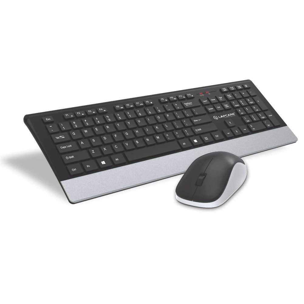 Lapcare Smartoo Wireless Membraned Keyboard and 1200 DPI Mouse Combo with Auto Sleep (White/Silver)
